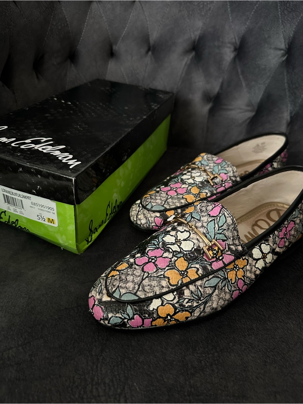 Sam Edelman Floral Bit Loafers - Pink, Yellow, Blue
